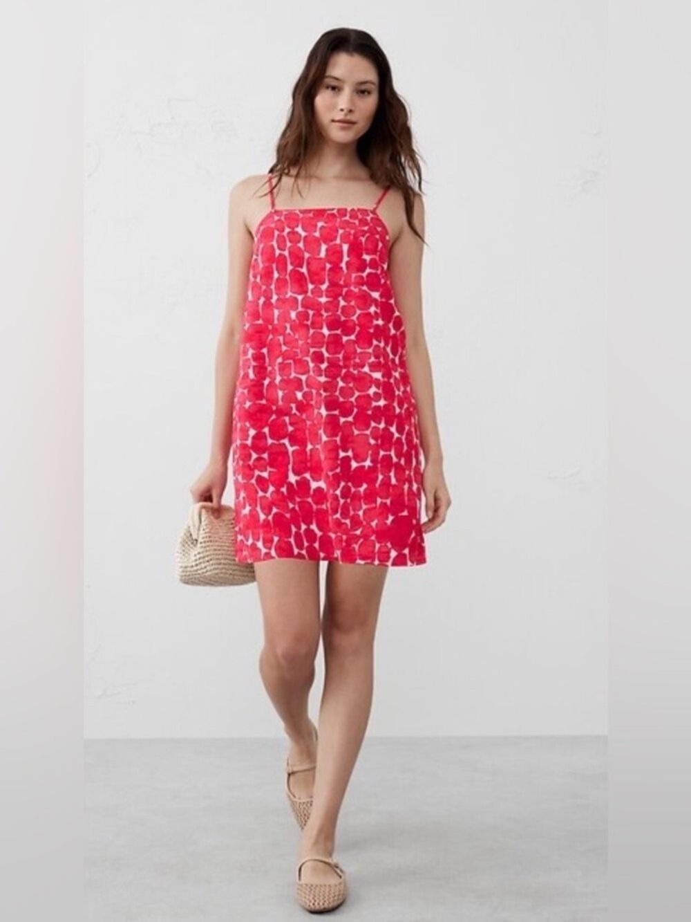Banana Republic Linen-Blend Strappy Beachy BoHo Mini Dress Summer Vacation NEW